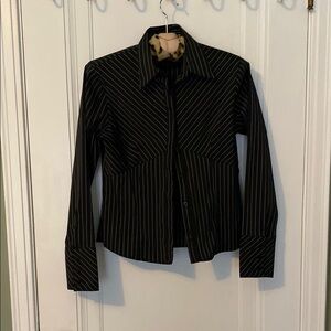 Black Pinstripe Button-Up Shirt